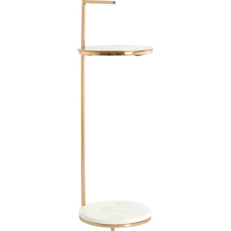 Table d'appoint LEDA en pierre avec marbre blanc et bronze (1/3)