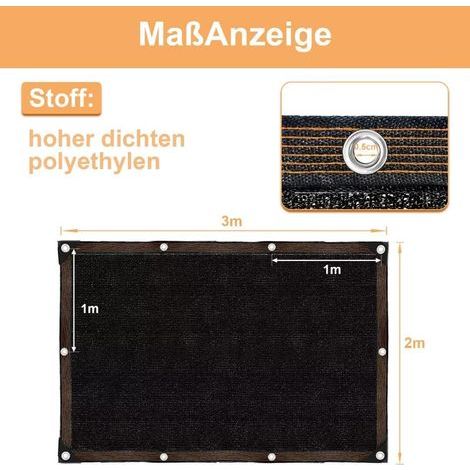 Filet d'ombrage noir 2 x 3 m avec œillets, protection solaire 70% pour jardin et terrasse, résistant aux UV (1/5)