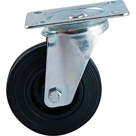 Roulette D100mm caoutchouc noir platine pivotante AVL 508832O