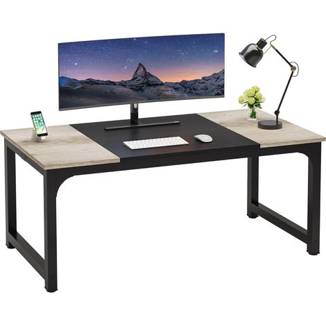Laptoptisch, Schreibtisch, Arbeitsplatz fürs Homeoffice (Vintage Grau/Schwarz, 180 x 80 x 75 cm)