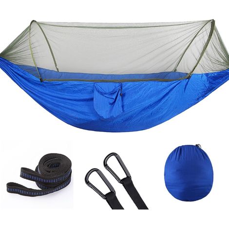 Tragbare Camping-Hängematte, Outdoor-Hängematte mit Moskitonetz, 210T Nylon, 290x140 cm, Mehrfarbig (B)