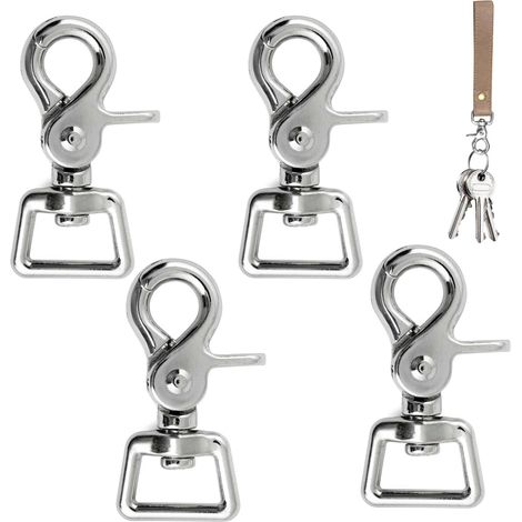 Lot de 4 Mousquetons Pivotants en Alliage de Zinc Chromé, Crochets à Ressort 360° Antirouille, Clips pour Laisse de Chien, Sangle, Porte-Clés, Camping, Nautisme et Bricolage (1/5)