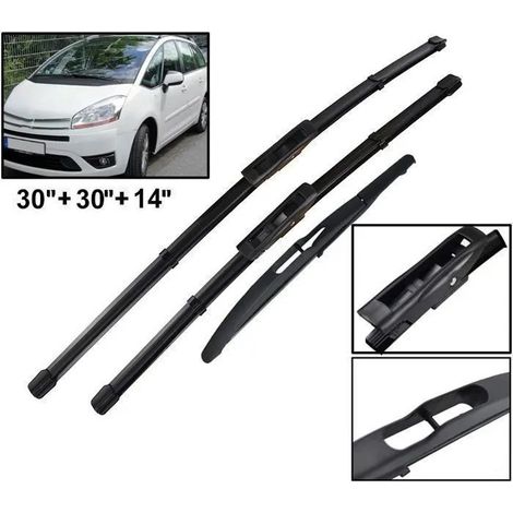 Lot de 3 Balais d'essuie-glace avant et arrière pour Citroën C4 Grand Picasso MK1 C4 Picasso MK1 2008 2009 2010 2011 2012 2013 (1/4)