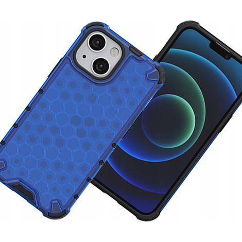 Custodia rinforzata a nido d'ape con cornice in gel per iPhone 13 Mini, blu. (1/5)