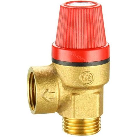 Ulisem Soupapes de décompression mâle de 1,27 cm - Valve de sécurité en laiton pour eau/huile/gaz (3 bar)