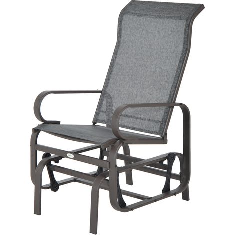 Balançoire de jardin métallique texteline Gris + Marron 60 x 78 x 105 cm