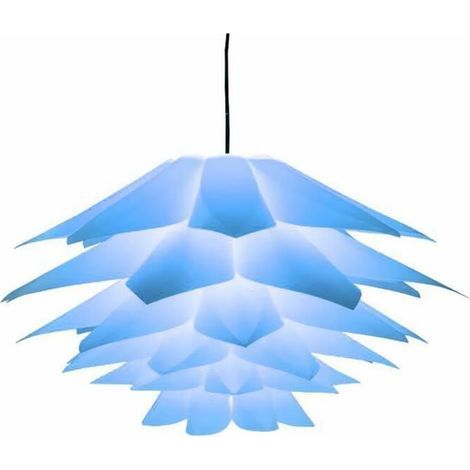 Lustre Lotus bleu 50x30cm – Plastique PP durable – Abat-jour suspendu pour salon et chambre – Assemblage facile sans outil (1/4)