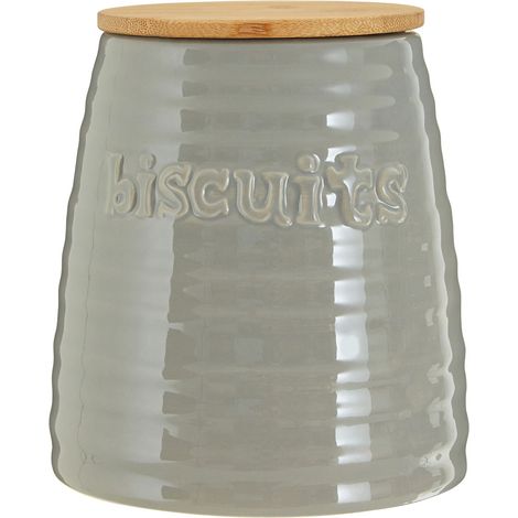 Interiors By Premier Stylish Grey Dolomite Biscuit Canister, Chic Design Canister, Durable Canister For Storing Ingredients