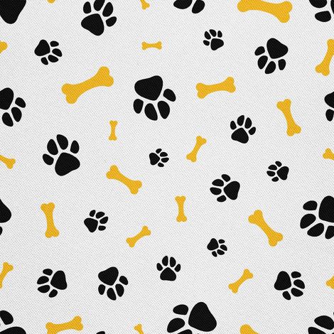 Tela decorativa para exteriores Oxford - Estampado de huellas de patas y hueso amarillo I DX306 (1/5)