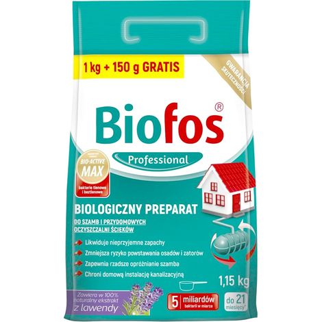 Préparation Biofos pour fosses septiques et stations d'épuration 1 kg + 150 g