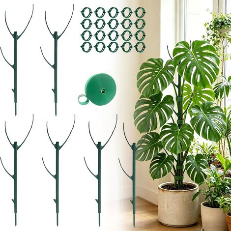 Kit complet de supports pour plantes grimpantes : 6 tuteurs empilables de 30 cm, 2 mètres de Velcro, 20 clips. Convient aux plantes grimpant (1/5)