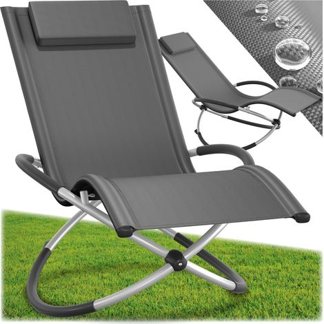 Transat bain de soleil avec textilène et appuie-tête amovible gris