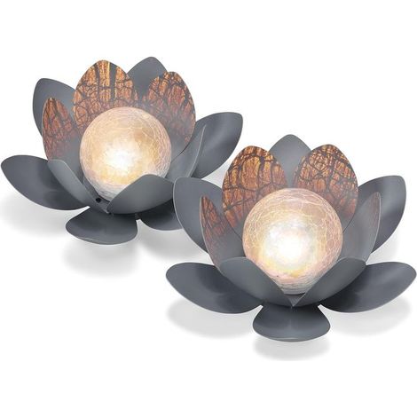 Lot de 2 lotus solaires décoratifs - lumière blanche chaude agréable --AquaForge (1/5)