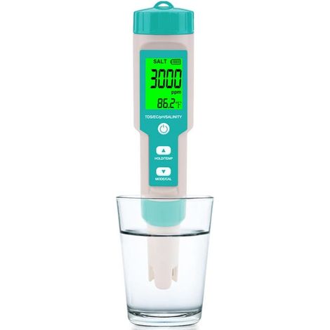 Testeur de sel de piscine - 7 en 1 Salinité multifonctionnelle, pH, TDS, ORP, EC et testeur de température (1/5)