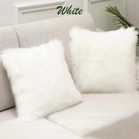 1 taie d'oreiller Rya Mat Fluffy, douce et moelleuse, 45 x 45 cm, blanche (1/5)