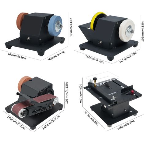 Ponceuse à double roue, disque de ponçage, polisseuse, ceinture, mini scie de table, meuleuse multifonctionnelle, machine de polissage des métaux, outil de travail du bois, 250 W, 6 000 tr/min, 7 vite (1/5)