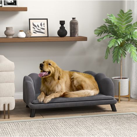 Sofá para perro 98,5x60,5x35,5 cm de poliéster gris oscuro moderno FloraGrace (1/5)