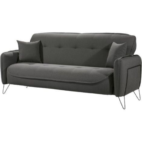 Divano letto tre posti in tessuto Grigio CROWN 215x94x h98 cm (1/3)