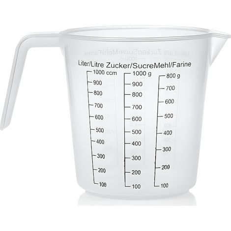 1000-ml-Messbecher aus Kunststoff mit Skala für Flüssigkeiten, Zucker und Mehl (1/5)