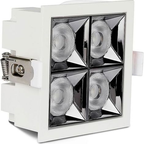 Faretto Led Da Incasso Quadrato 4X4W Caldo 2700K UGR19 Riflettore 38° CRI90 Chip Samsung SKU-993