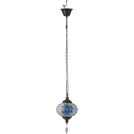 Suspension mosaïque en verre bleu 18x18x80cm (1/4)