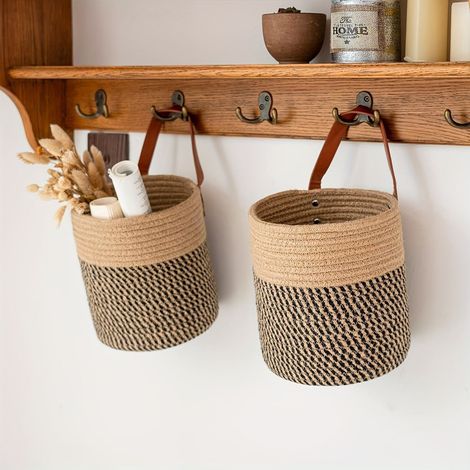 Natürlicher Wandkorb aus Jute, robuste Konstruktion, ideal zur Aufbewahrung von Pflanzen und Blumen