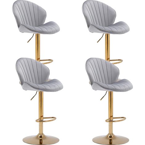 Set di 4 Sgabelli da Bar in Velluto Sgabelli Cucina Moderni Sgabelli Alti Regolabile e Girevole, 4pz, Grigio (1/5)