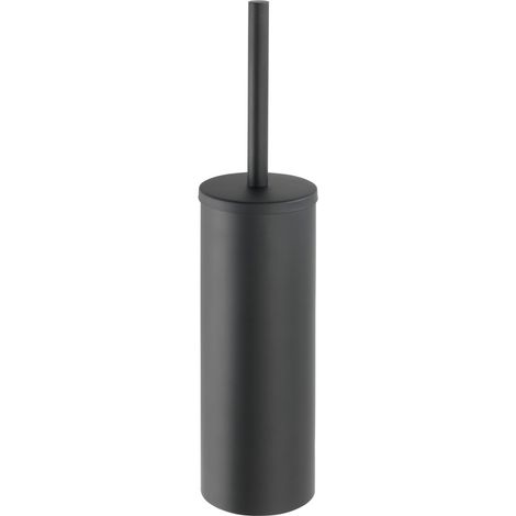 WENKO WC-Garnitur Bosio geschlossen Edelstahl Black matt, rostfrei, Schwarz, Edelstahl rostfrei matt , Polypropylen schwarz