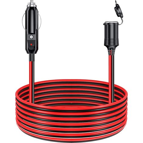 8 Meter Rallonge Prise Allume-Cigare de Voiture Étanche 12V / 24V 16 AWG Câble d’Extension pour Allume Cigare, Rallonge de Adaptateur Fiche à Prise Câble avec Fusible 15A, pour Bateau Voiture Camion (1/5)