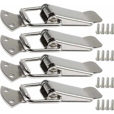 Stainless steel tension clasp with screw, 56 mm lever clasp, spring-loaded toggle latch, clamping clip, box closure, locking cap for toolbox (1/4)