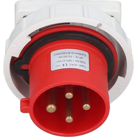 Wasserdichter Industriestecker, 4-polig, Nylon/Messing, 32-A-Flugzeugstecker (3P+E), Netzspannung 380–415 V, Schutzart IP67, für den professionellen Einsatz (1/5)