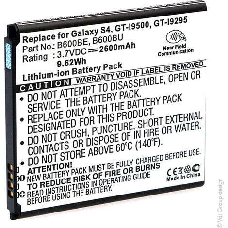 NX - Batterie téléphone, smartphone, GSM pour Samsung Galaxy S4 3.8V 2600mAh - B600BEB6