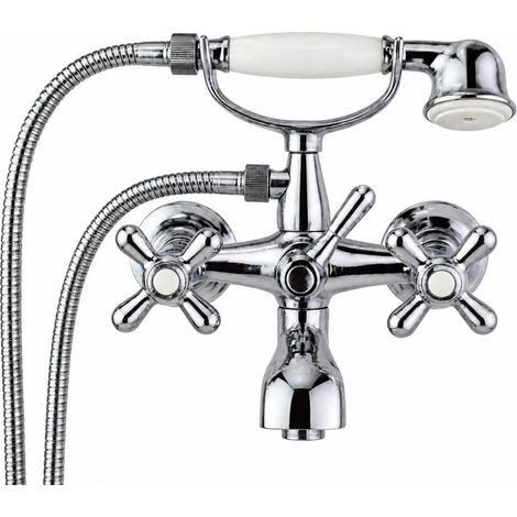 Mitigeur de baignoire extérieur à deux poignées avec pommeau de douche chromé Piralla Rubinetteria Sofia 0SF00002A17 Chromé