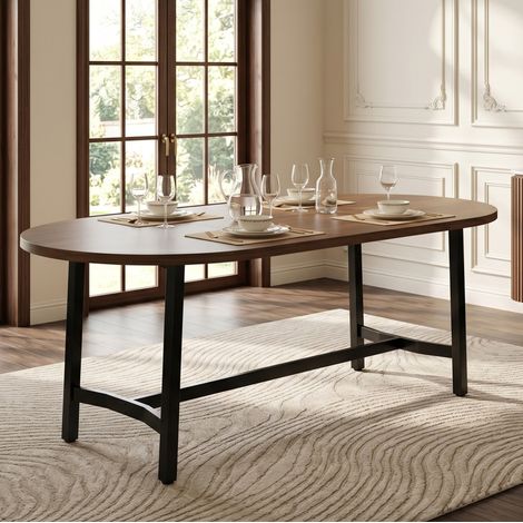 MEUBLIV Mesa de comedor 180x80 cm marrón con esquinas redondeadas (1/5)
