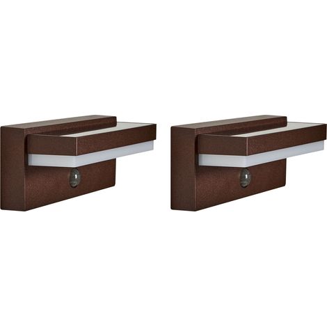Outdoor LED Wall Light Brown Aluminium with Motion Sensor and USB Cable Accent Lighting IP54 Modern Design DROMA (1/5)