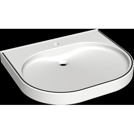 KWC Waschtisch, Variuscare, MIRANIT, 650x120x550 mm, Barr-frei, Farbstreifen (1/2)