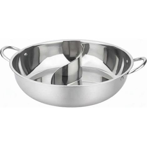 Marmite compartimentée en acier inoxydable avec louches batterie de cuisine double saveur - 28 cm sans couvercle (1/5)