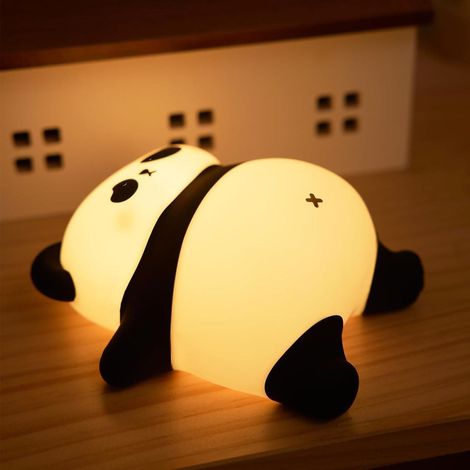 Luz nocturna LED, luz nocturna con forma de panda, luz nocturna táctil de silicona, regulable, set de regalo. (1/4)
