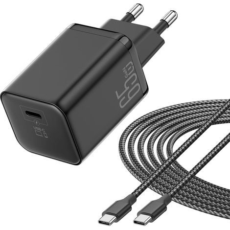 65W Charger for MacBook Air, USB C GaN II Fast Charging Portable Charger Compact Design Compatible for iPhone 17/16/15, for MacBook Pro, for Laptop with 2M Braided Cable (1/5)