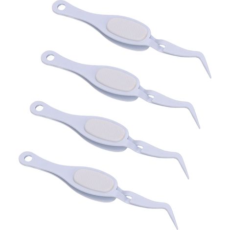 Lot de 4 pinces à épiler courbées, multifonctionnelles, en métal et plastique, à prise inversée et à pointe fine, idéales pour la fabrication de bijoux. (1/5)