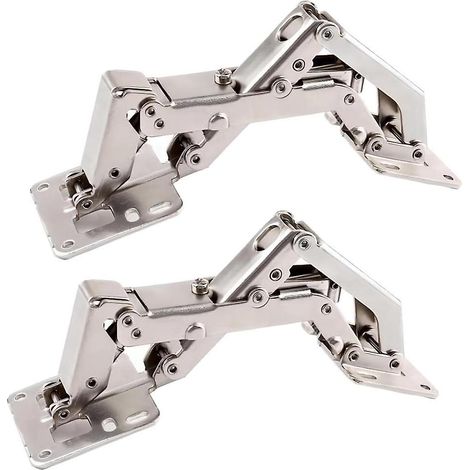 Lot de 2 charnières à 170 degrés pour portes de placards de cuisine + 16 vis - Charnières grand angle - Installation sans rainure (1/5)
