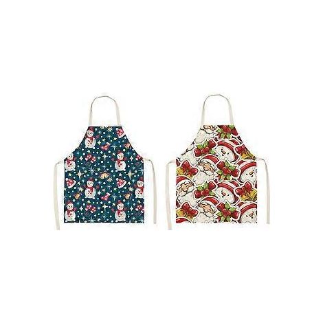 Lustige Weihnachtsbackschürze, 2er-Pack, 47 x 38 cm, für Damen und Herren, verstellbar, Küchenschürze, Kochschürze, süßes Weihnachtsgeschenk für Bäcker