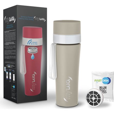 Laica MyLAICA Bottiglia filtrante in acciaio da 550 ml con filtro a disco rapido (1/5)