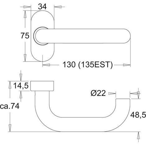 Gestione porta 1108/2033. VK8. Argent ar. Serie Ares. 8mm Vkt. 108/2033 F01