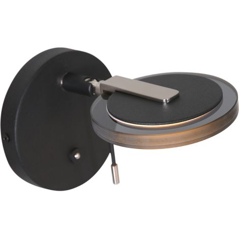 Steinhauer - aplique de pared - Turound - negro - vidrio metal -