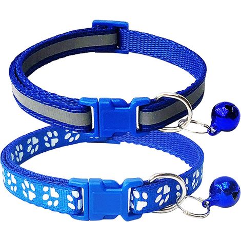 Lot de 2 collier, élément réfléchissant, clochette, boucle de base, polyester réglable, pour chat et petit chien (1/5)