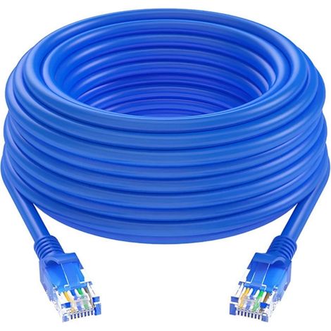 Câble Ethernet Cat6 1000 Mbps, câble Internet 23AWG Gigabit, réseau RJ45 LAN, pour une utilisation intérieure et extérieure avec PC (bleu) (1/5)