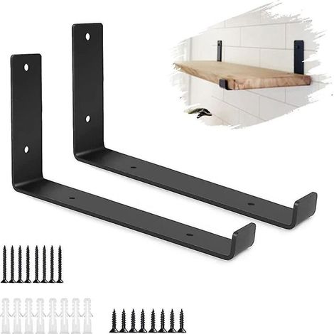 Support d'étagère noir, lot de 2, accessoires, support d'étagère robuste, usage industriel (1/5)