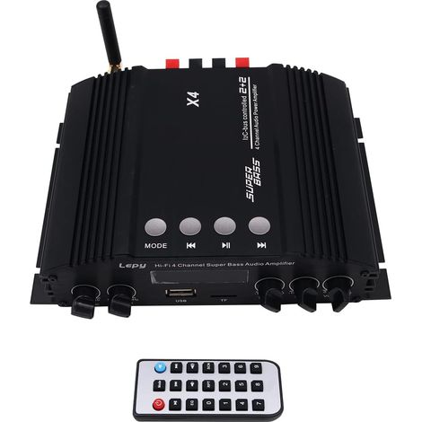 LP-X4 5.0 Bluetooth amplificateur de Puissance Fibre Optique entrée coaxiale 2.1 amplificateur de Puissance Double Sortie subwoofer 4x60w Quatre canaux avec Alimentation 5A (1/5)