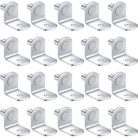 20 Pièces Chevilles de Support Étagère Métal L Forme, 5mm Support Équerre, Consoles et Taquets pour Étagères pour Meuble Armoire Placard Bibliothèque